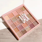 25-Color Eyeshadow Palette – Matte & Shimmer, Neutral Browns & Grays, Eye/Face Use, Contour, Brighten, Vegan, Certified, Unisex