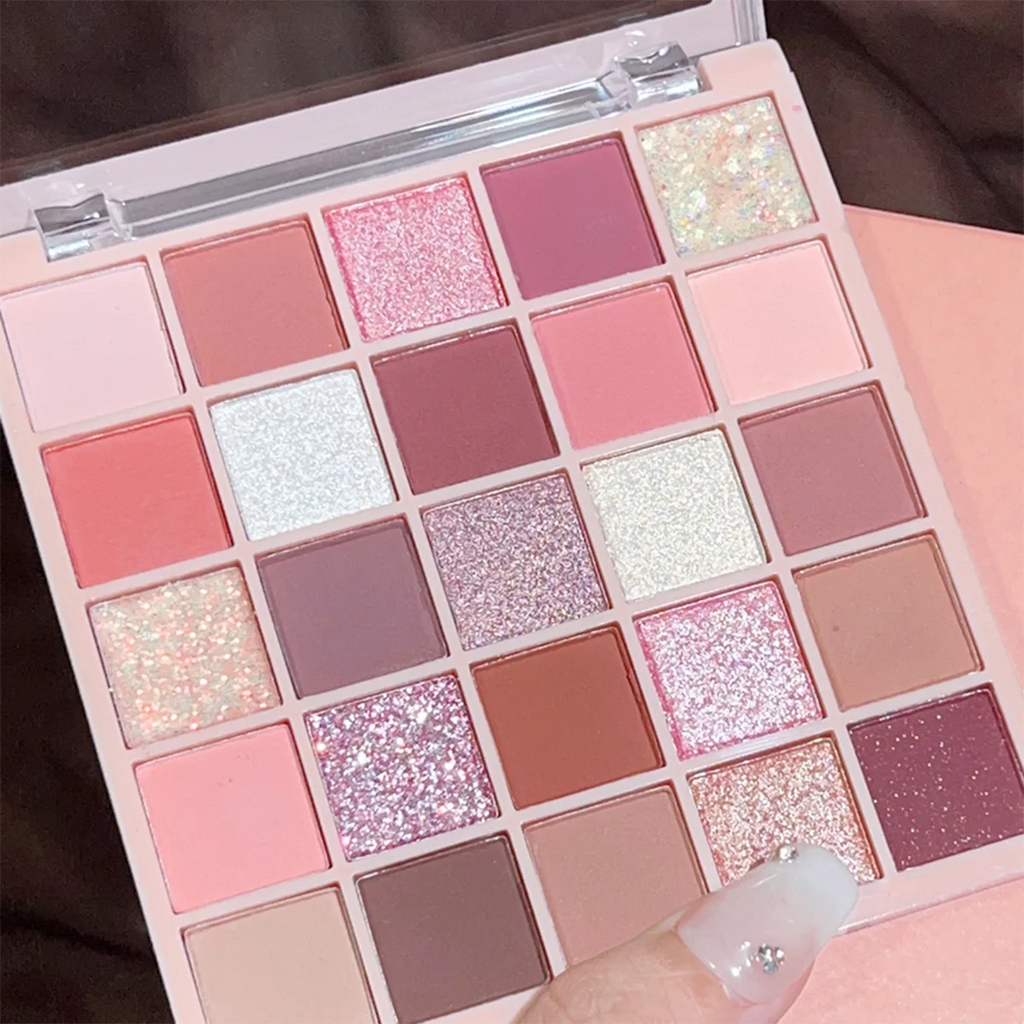 25-Color Eyeshadow Palette – Matte & Shimmer, Neutral Browns & Grays, Eye/Face Use, Contour, Brighten, Vegan, Certified, Unisex