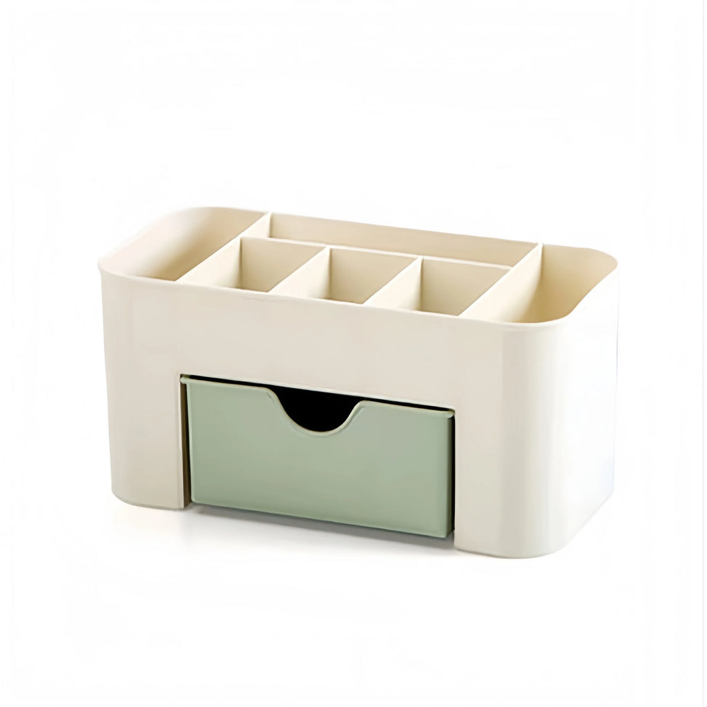 Makeup Organizer with 1 Drawers, Desk Organizer, 6Compartments, Cosmetics Storage Box for nail polish,Lipstick, Brushes, Jewelry