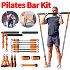Portable Pilates Bar Kit with Elastic Bands Detachable Weighted Exercise Bar Multifunctional Pilates Bar Portable Yoga Pilates