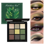 9 Color Eyeshadow Palette Olive Green Smoky Eye Look Pearlescent Shimmer Matte Eyeshadow Powder Makeup Palette Glitter Cosmetics