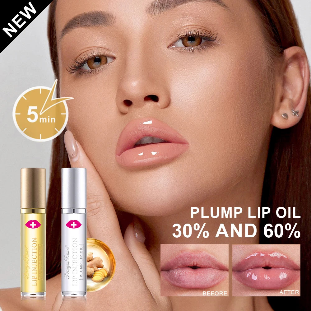 Lip Plumping Oil Moisturizes, Hydrates, and Adds Color as a Base for Lip Care. Glass Lip, Pouty Lips, Glossy Mirror-Like, Gentle, Colorless Lip Oil
