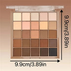 25-Color Eyeshadow Palette - Neutral Gray and Brown Earth Tones, Coffee and Chocolate-Style Shades, Creating a Versatile, Natural to Dramatic Makeup Look