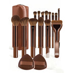17pcs Makeup Tools Including 14pcs Makeup Brushes Set + 1pc Makeup Bag + 2pcs Air Puff Accessories Foundation Brush Blush Brush
