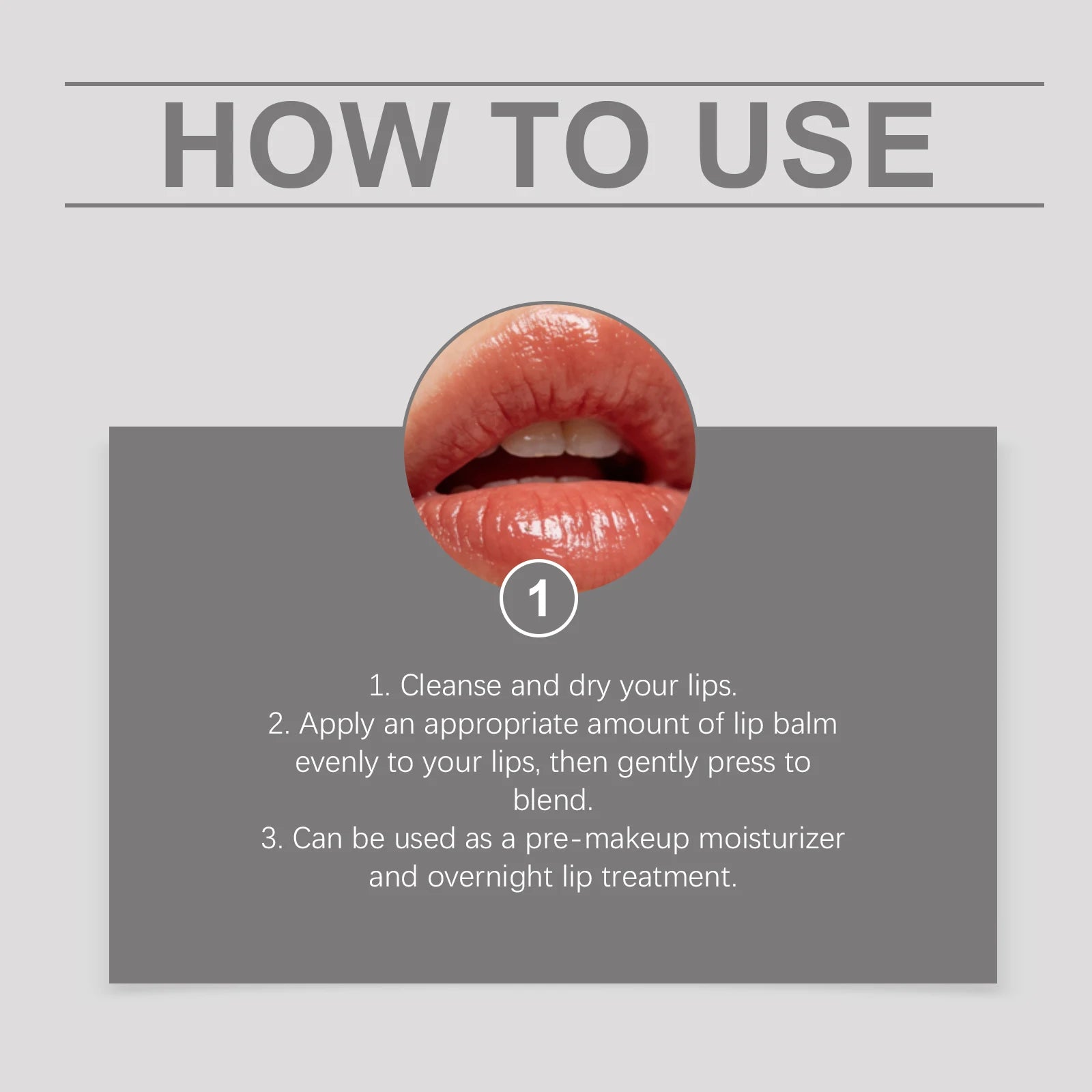 Nourishing and Moisturizing Lip Balm Moisturizes and nourishes lips, giving a delicate shine without stickiness, lip care balm