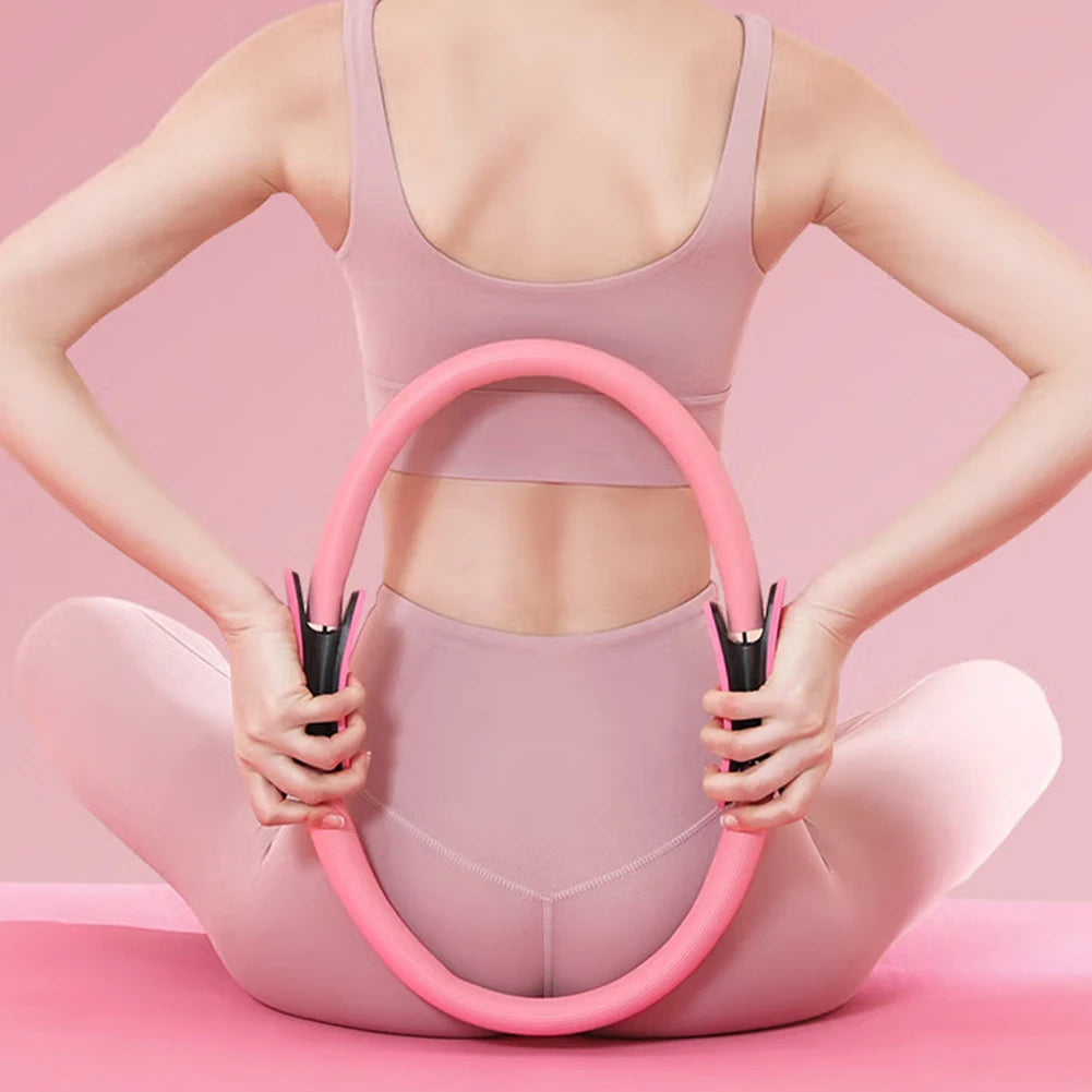 Pilates Ring Fitness Circle with Non Slip Handles Flexible Resistance Exercise Equipment for Toning Inner & Outer Thighs
