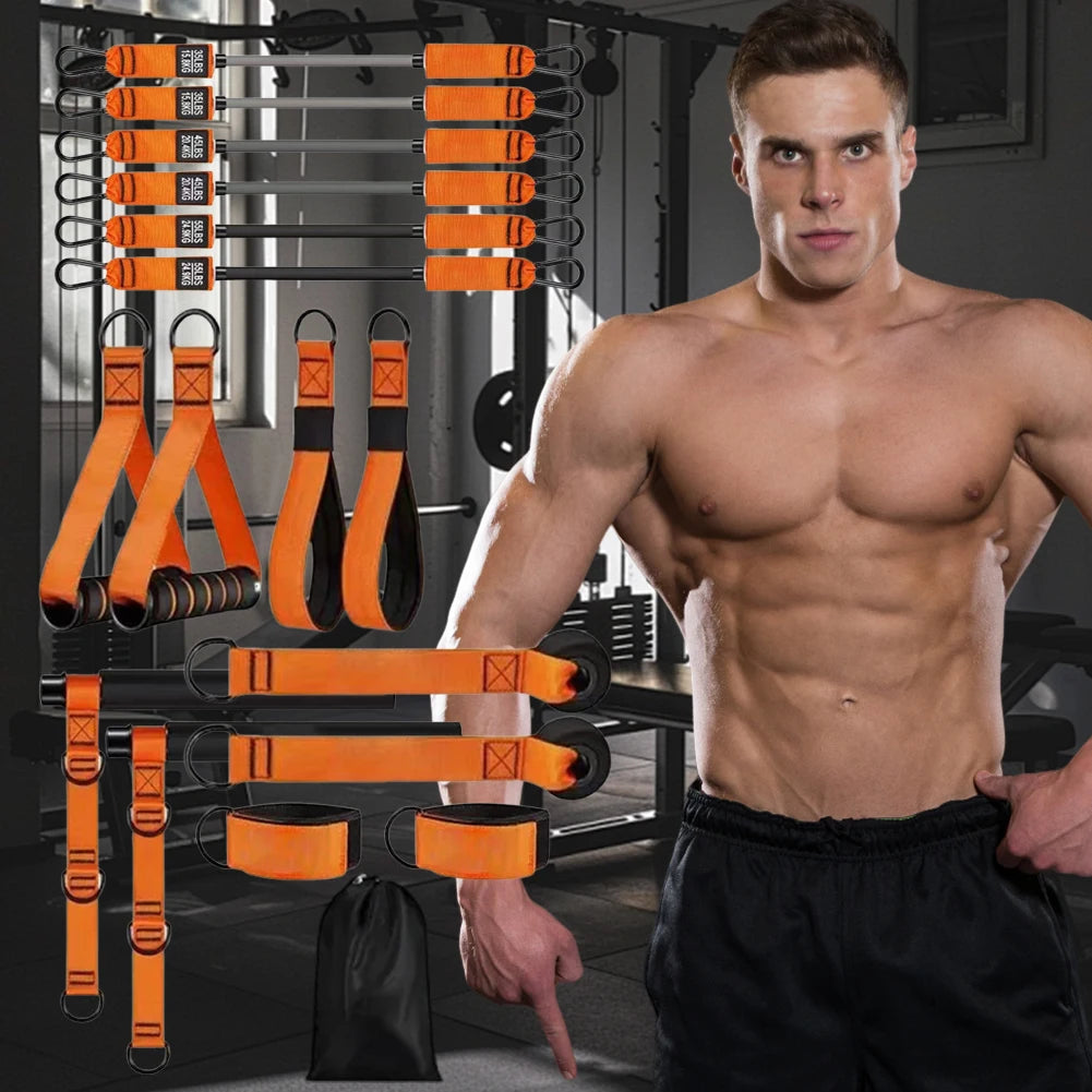 Portable Pilates Bar Kit with Elastic Bands Detachable Weighted Exercise Bar Multifunctional Pilates Bar Portable Yoga Pilates