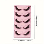 5 Pairs False Eyelashes - Natural Long, Cat Eye Style, Winged Tips, Manga Lashes for Eye Elongation,