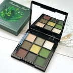 9 Color Eyeshadow Palette Olive Green Smoky Eye Look Pearlescent Shimmer Matte Eyeshadow Powder Makeup Palette Glitter Cosmetics